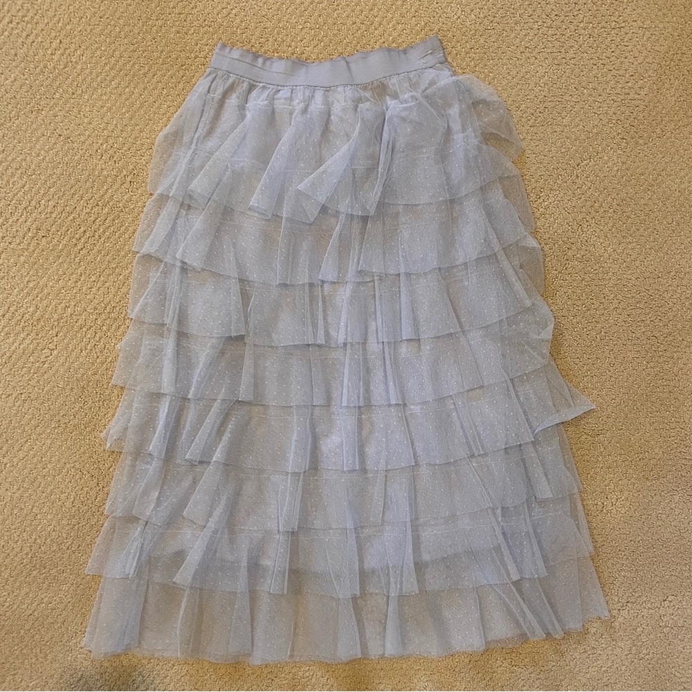 Baby blue tiered Anthropologie midi skirt size small